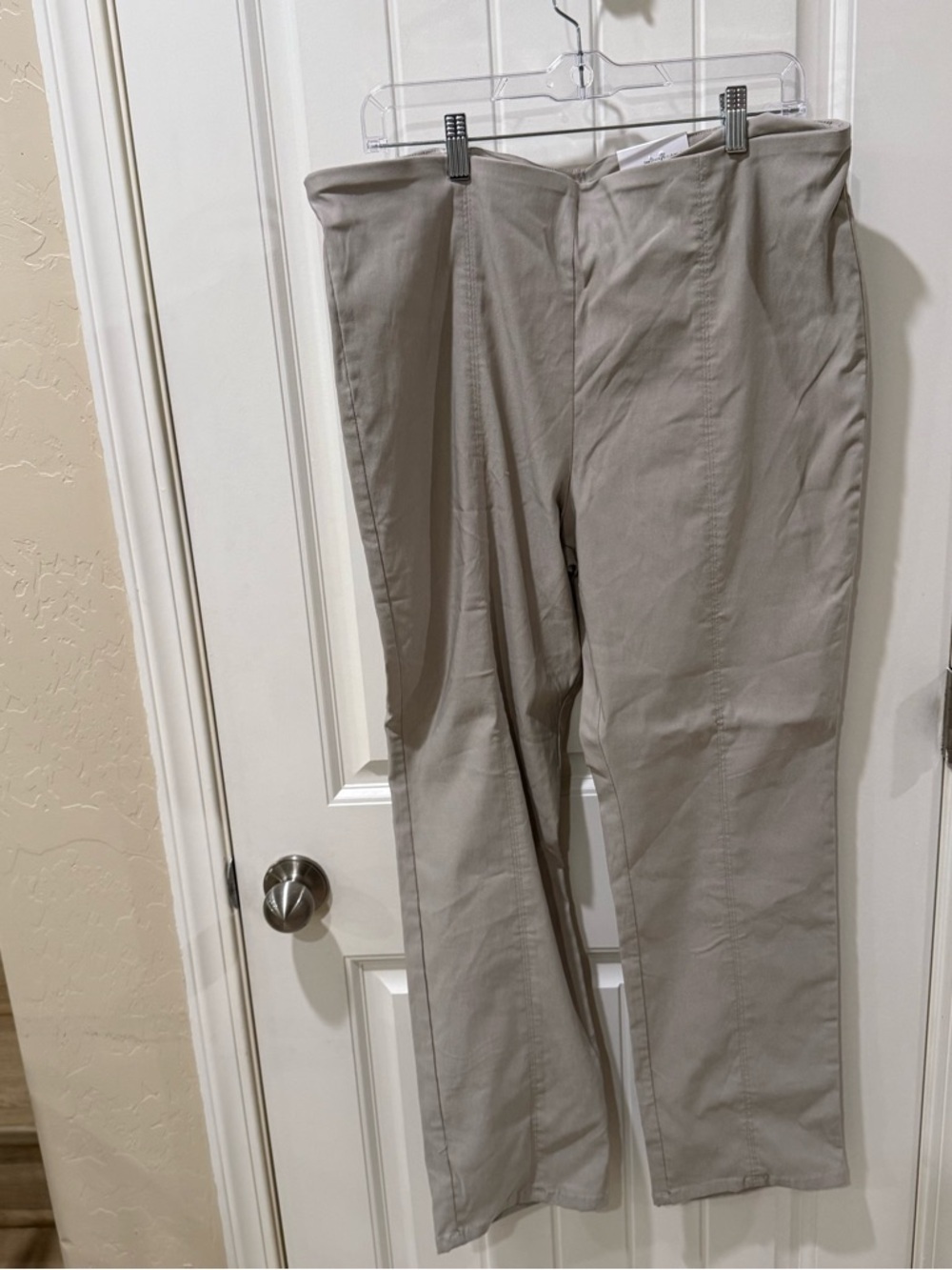 Croft & Barrow Mid Rise Straight Pants Womens 18 Beige Stretch